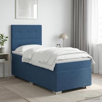ARDEBO.de - Boxspringbett mit Matratze mit Kopfteil Blau 100 x 200 cm Stoff