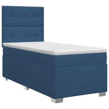 Boxspringbett mit Matratze mit Kopfteil Blau 100 x 200 cm Stoff