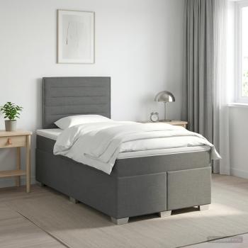 ARDEBO.de - Boxspringbett mit Matratze Dunkelgrau 120 x 200 cm Stoff