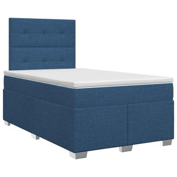 Boxspringbett mit Matratze mit Kopfteil Blau 120 x 200 cm Stoff