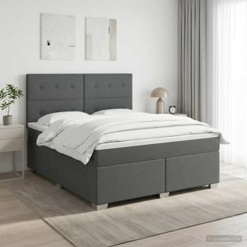 ARDEBO.de - Boxspringbett mit Matratze Dunkelgrau 140 x 200 cm Stoff
