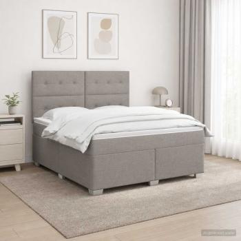ARDEBO.de - Boxspringbett mit Matratze Taupe 140 x 200 cm Stoff