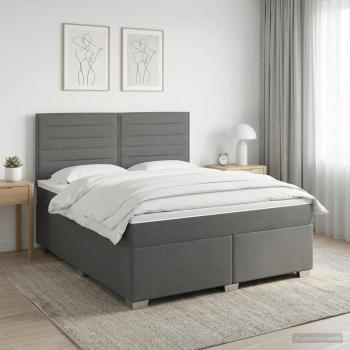 ARDEBO.de - Boxspringbett mit Matratze Dunkelgrau 160 x 200 cm Stoff