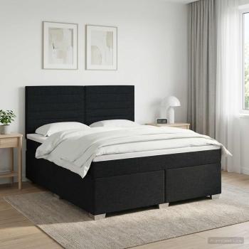 ARDEBO.de - Boxspringbett mit Matratze Schwarz 180 x 200 cm Stoff