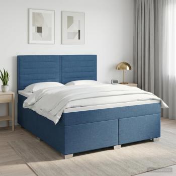 ARDEBO.de - Boxspringbett mit Matratze mit Kopfteil Blau 180 x 200 cm Stoff