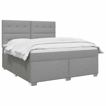Boxspringbett mit Matratze Hellgrau 180 x 200 cm Stoff