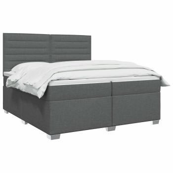 Boxspringbett mit Matratze Dunkelgrau 200 x 200 cm Stoff