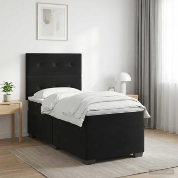 ARDEBO.de - Boxspringbett mit Matratze Schwarz 90 x 190 cm Samt