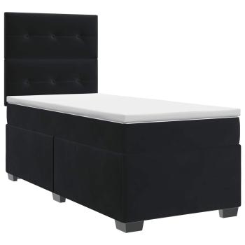 Boxspringbett mit Matratze Schwarz 90 x 190 cm Samt