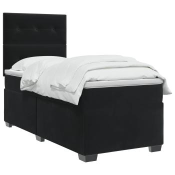 Boxspringbett mit Matratze Schwarz 90 x 190 cm Samt