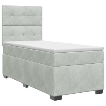 Boxspringbett mit Matratze Hellgrau 90 x 200 cm Samt