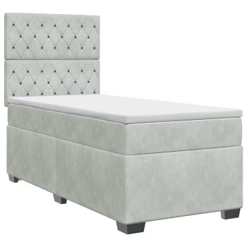 Boxspringbett mit Matratze Hellgrau 100 x 200 cm Samt