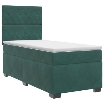Boxspringbett mit Matratze Dunkelgrün 100 x 200 cm Samt