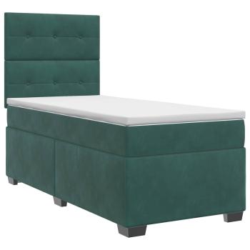 Boxspringbett mit Matratze Dunkelgrün 100 x 200 cm Samt