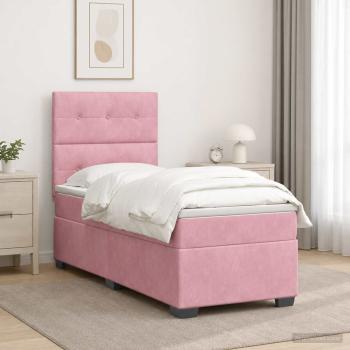 ARDEBO.de - Boxspringbett mit Matratze mit Kopfteil Rosa 100 x 200 cm Samt