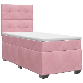 Boxspringbett mit Matratze mit Kopfteil Rosa 100 x 200 cm Samt
