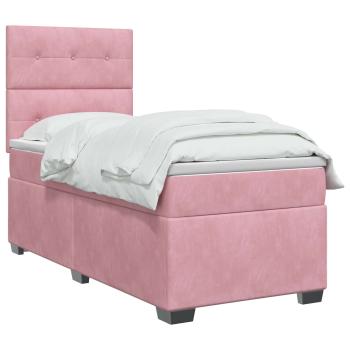 Boxspringbett mit Matratze mit Kopfteil Rosa 100 x 200 cm Samt