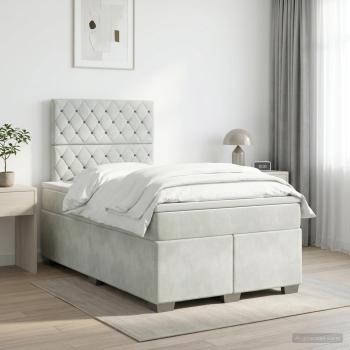 ARDEBO.de - Boxspringbett mit Matratze Hellgrau 120 x 190 cm Samt