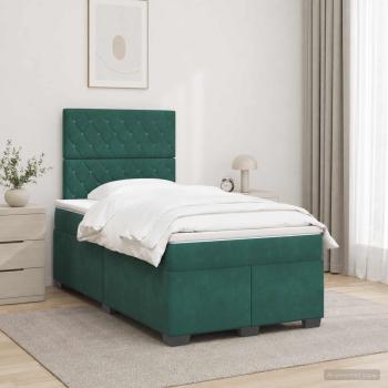 ARDEBO.de - Boxspringbett mit Matratze Dunkelgrün 120 x 190 cm Samt
