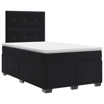 Boxspringbett mit Matratze Schwarz 120 x 190 cm Samt