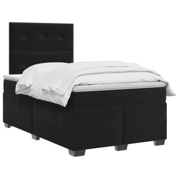 Boxspringbett mit Matratze Schwarz 120 x 190 cm Samt