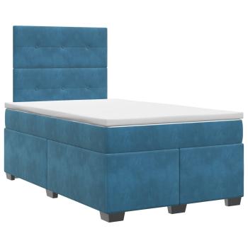 Boxspringbett mit Matratze mit Kopfteil Blau 120 x 190 cm Samt
