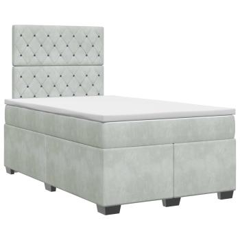 Boxspringbett mit Matratze Hellgrau 120 x 200 cm Samt