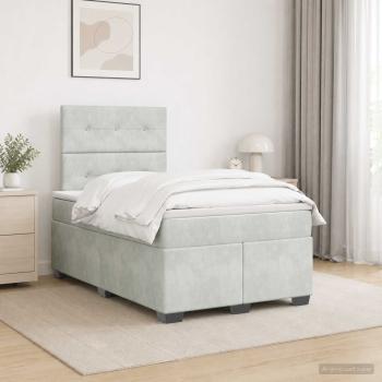 ARDEBO.de - Boxspringbett mit Matratze Hellgrau 120 x 200 cm Samt