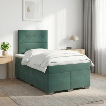 ARDEBO.de - Boxspringbett mit Matratze Dunkelgrün 120 x 200 cm Samt