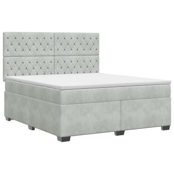 Boxspringbett mit Matratze Hellgrau 140 x 200 cm Samt