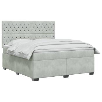 Boxspringbett mit Matratze Hellgrau 140 x 200 cm Samt