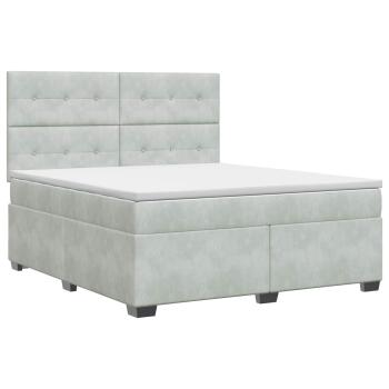 Boxspringbett mit Matratze Hellgrau 140 x 200 cm Samt