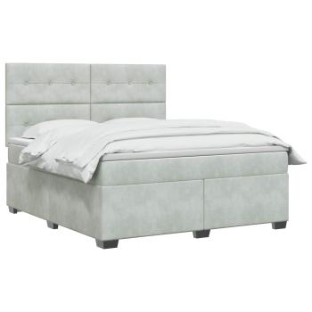 Boxspringbett mit Matratze Hellgrau 140 x 200 cm Samt