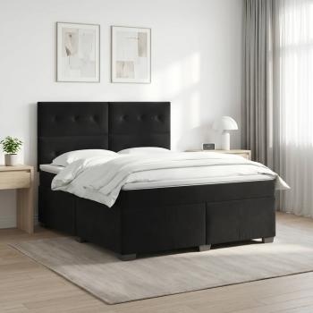 ARDEBO.de - Boxspringbett mit Matratze Schwarz 140 x 200 cm Samt