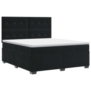 Boxspringbett mit Matratze Schwarz 140 x 200 cm Samt
