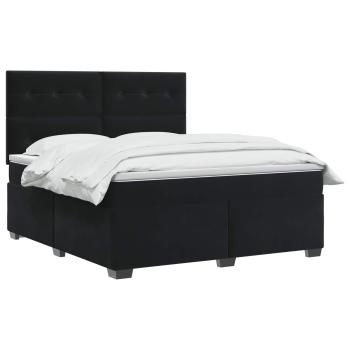 Boxspringbett mit Matratze Schwarz 140 x 200 cm Samt