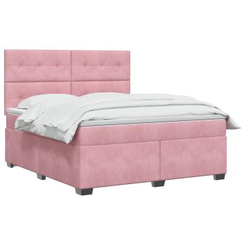 Boxspringbett mit Matratze mit Kopfteil Rosa 140 x 200 cm Samt