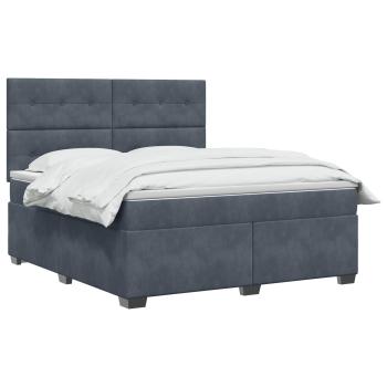 Boxspringbett mit Matratze Dunkelgrau 180 x 200 cm Samt