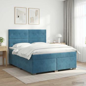 ARDEBO.de - Boxspringbett mit Matratze mit Kopfteil Blau 180 x 200 cm Samt