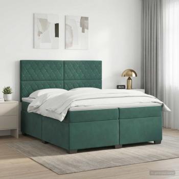 ARDEBO.de - Boxspringbett mit Matratze Dunkelgrün 200 x 200 cm Samt