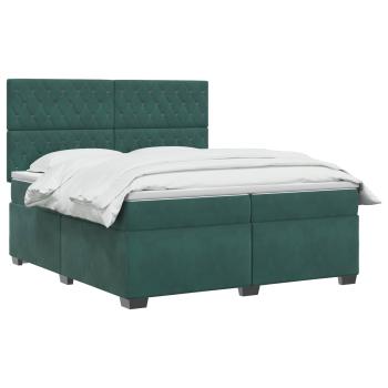Boxspringbett mit Matratze Dunkelgrün 200 x 200 cm Samt