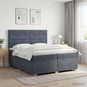 ARDEBO.de - Boxspringbett mit Matratze Dunkelgrau 200 x 200 cm Samt