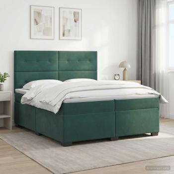 ARDEBO.de - Boxspringbett mit Matratze Dunkelgrün 200 x 200 cm Samt