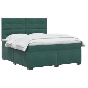 Boxspringbett mit Matratze Dunkelgrün 200 x 200 cm Samt