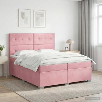 ARDEBO.de - Boxspringbett mit Matratze mit Kopfteil Rosa 200 x 200 cm Samt