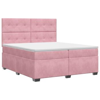 Boxspringbett mit Matratze mit Kopfteil Rosa 200 x 200 cm Samt