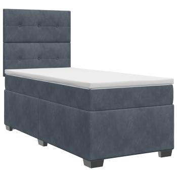Boxspringbett mit Matratze mit Kopfteil Dunkelgrau Einzeln Samt
