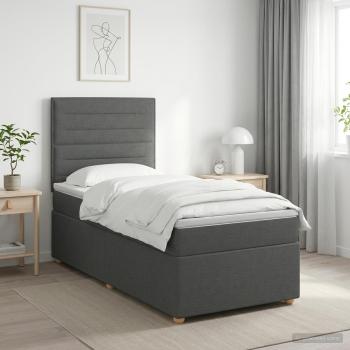 ARDEBO.de - Boxspringbett mit Matratze Dunkelgrau 80 x 200 cm Stoff
