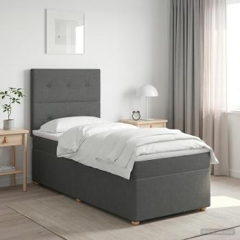 ARDEBO.de - Boxspringbett mit Matratze Dunkelgrau 80 x 200 cm Stoff