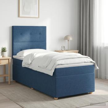 ARDEBO.de - Boxspringbett mit Matratze mit Kopfteil Blau 80 x 200 cm Stoff